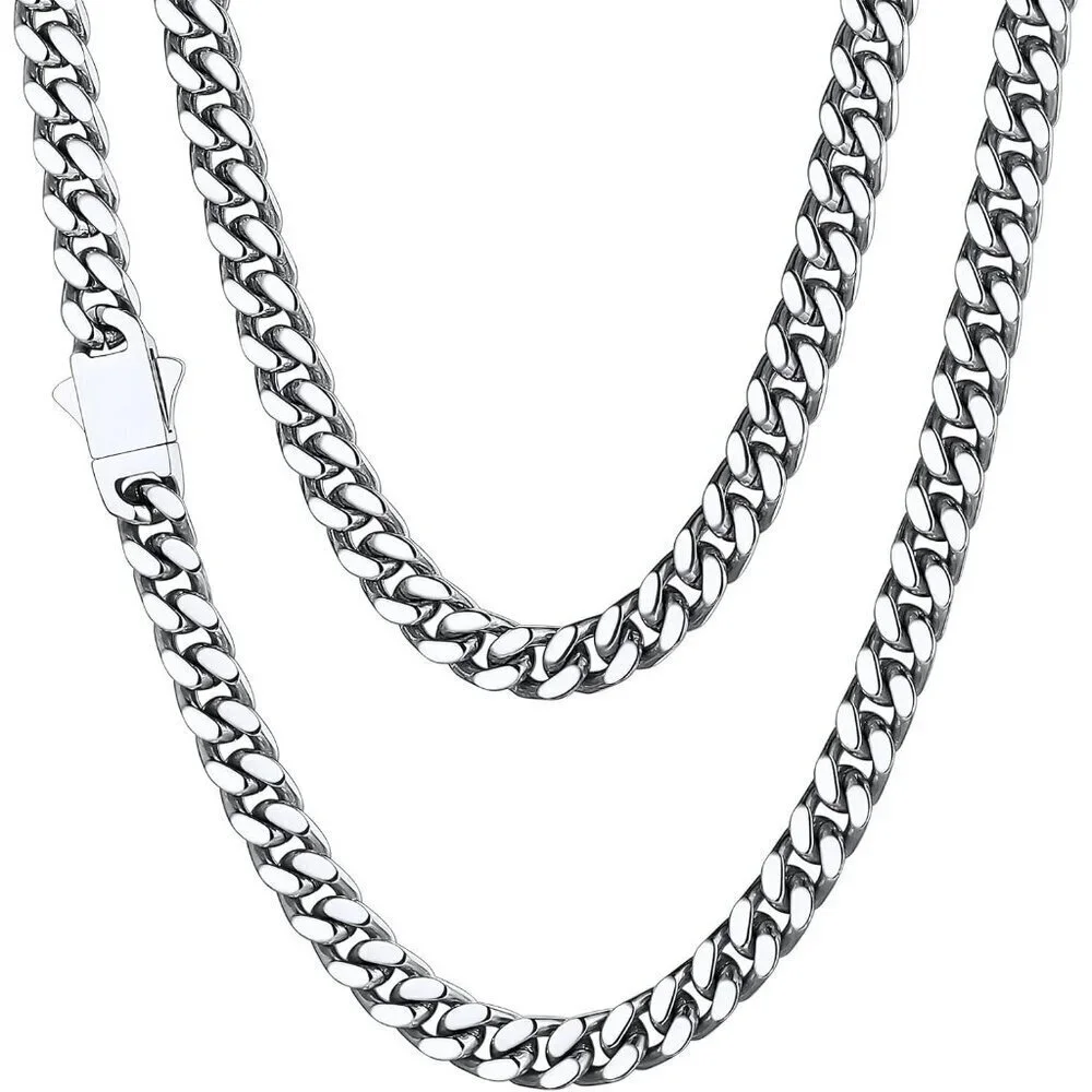 Men's 5mm Width Steel Silver 18K Gold Plated Cuban Durable Hip Hop Chain Jewelry